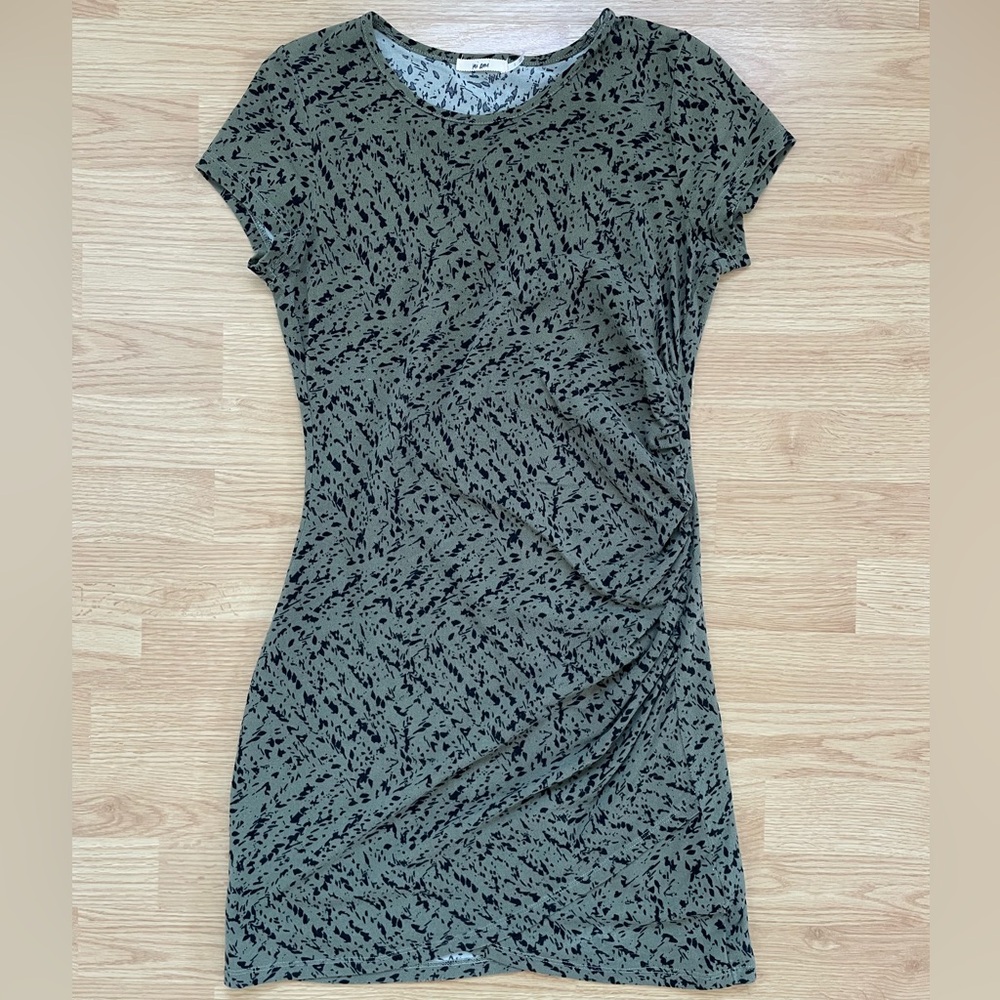 Francescas miami Green Black Spotted Mini Dress short sleeve